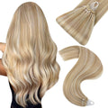 Easyouth Micro Hair Extensions Human Hair Blonde Micro Link Hair Extensions Human Hair Micro Beads Hair Extensions Honey Blonde mixed Bleach Blonde Highlighted 50g/50s 22 inch #27/613